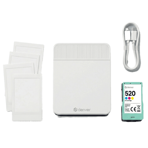 Denver Pocket Printer - Mobiele fotoprinter - Papier/Sticker/Magneet/Tattoo/Warmtepers printer - Incl. 20 printvellen - Bluetooth - MCP6010
