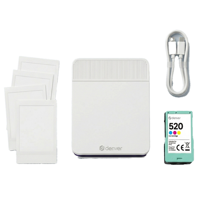 Denver Pocket Printer - Mobiele fotoprinter - Papier/Sticker/Magneet/Tattoo/Warmtepers printer - Incl. 20 printvellen - Bluetooth - MCP6010