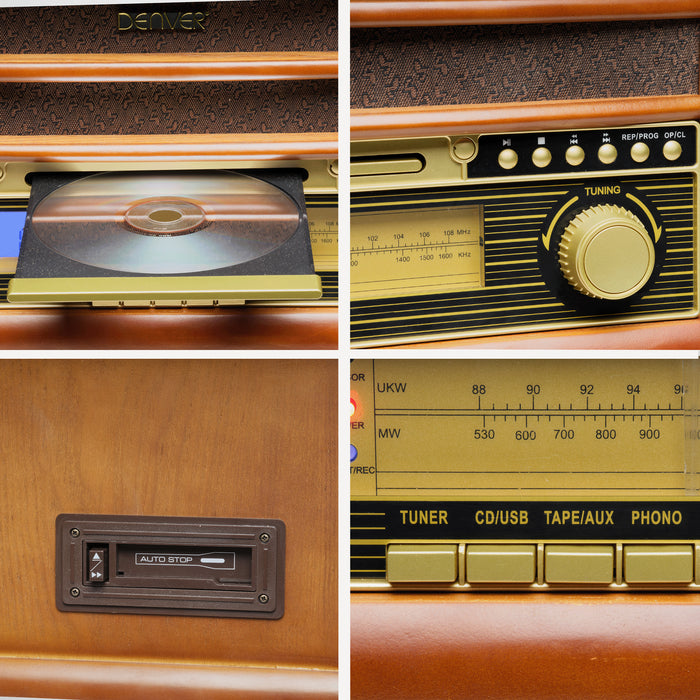 Denver Retro Platenspeler - FM Radio - CD Speler - Cassette - MCR50