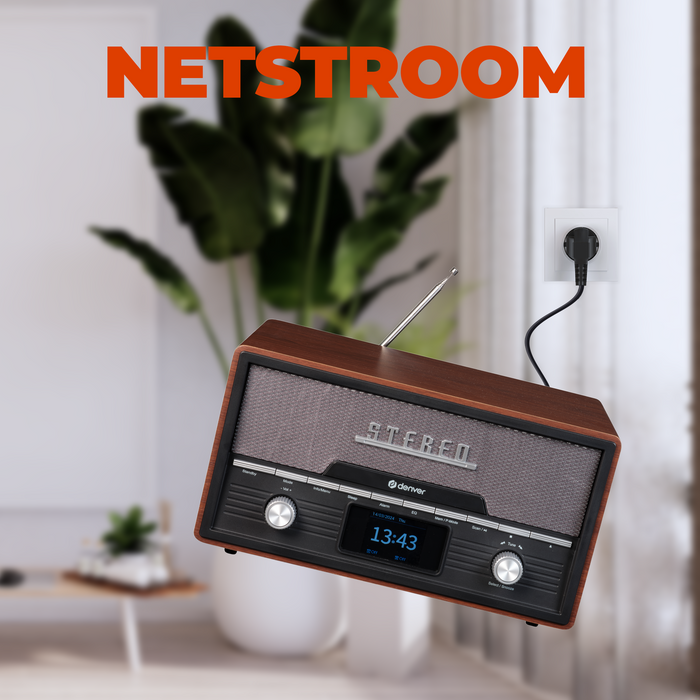 Denver DAB Radio CD Speler - Retro Radio - Bluetooth - 20 voorkeuzezenders - DAB /FM / AUX - MDA525