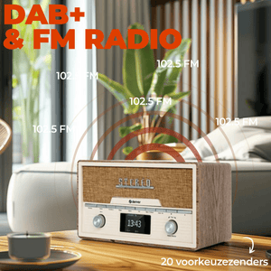 Denver DAB+ radio met cd-speler retro · bluetooth en FM