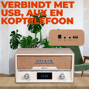 Denver DAB+ radio met cd-speler retro · bluetooth en FM