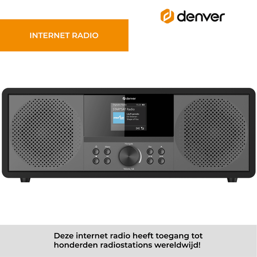 [Zwart] - Denver Internet Radio - DAB Radio - FM Radio - CD Speler - Bluetooth - 200W - AUX/USB - MIR270 - Denvershop