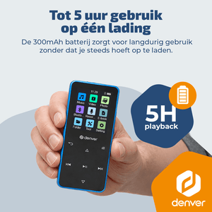Denver MP3/MP4 Speler - Bluetooth - Shuffle/Repeat - SD kaart tot 128GB - Incl. oordopjes - Dictafoon - MP1830