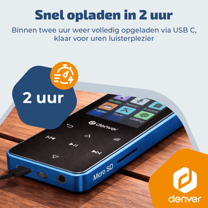 Denver MP3/MP4 Speler - Bluetooth - Shuffle/Repeat - SD kaart tot 128GB - Incl. oordopjes - Dictafoon - MP1830