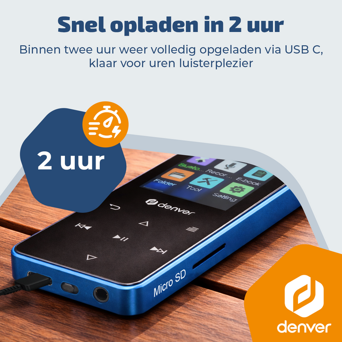 Denver MP3/MP4 Speler - Bluetooth - Shuffle/Repeat - SD kaart tot 128GB - Incl. oordopjes - Dictafoon - MP1830