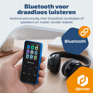 Denver MP3/MP4 Speler - Bluetooth - Shuffle/Repeat - SD kaart tot 128GB - Incl. oordopjes - Dictafoon - MP1830