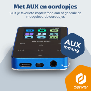 Denver MP3/MP4 Speler - Bluetooth - Shuffle/Repeat - SD kaart tot 128GB - Incl. oordopjes - Dictafoon - MP1830