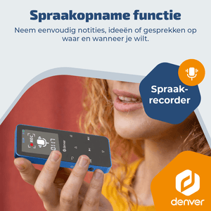 Denver MP3/MP4 Speler - Bluetooth - Shuffle/Repeat - SD kaart tot 128GB - Incl. oordopjes - Dictafoon - MP1830