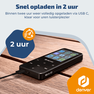Denver MP3/MP4 Speler - Bluetooth - Shuffle/Repeat - SD kaart tot 128GB - Incl. oordopjes - Dictafoon - MP1830