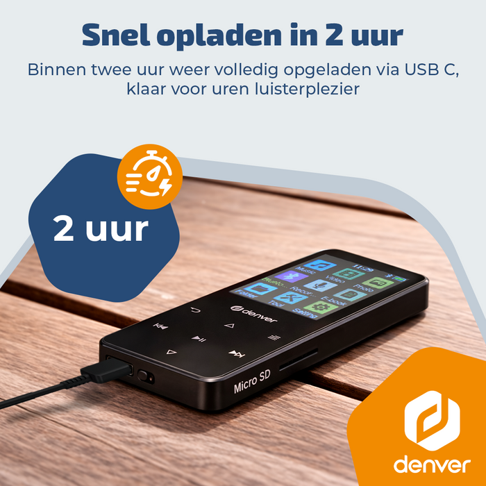 Denver MP3/MP4 Speler - Bluetooth - Shuffle/Repeat - SD kaart tot 128GB - Incl. oordopjes - Dictafoon - MP1830