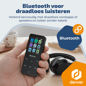 Denver MP3/MP4 Speler - Bluetooth - Shuffle/Repeat - SD kaart tot 128GB - Incl. oordopjes - Dictafoon - MP1830