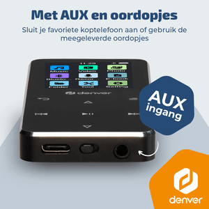 Denver MP3/MP4 Speler - Bluetooth - Shuffle/Repeat - SD kaart tot 128GB - Incl. oordopjes - Dictafoon - MP1830