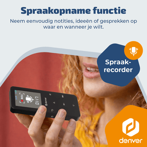 Denver MP3/MP4 Speler - Bluetooth - Shuffle/Repeat - SD kaart tot 128GB - Incl. oordopjes - Dictafoon - MP1830
