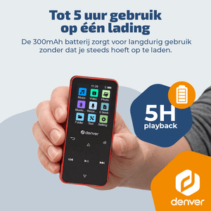 Denver MP3/MP4 Speler - Bluetooth - Shuffle/Repeat - SD kaart tot 128GB - Incl. oordopjes - Dictafoon - MP1830
