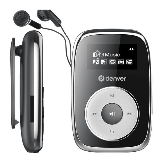 [Zwart] Denver MPS316 MP3-speler met clip en oordopjes, vooraanzicht