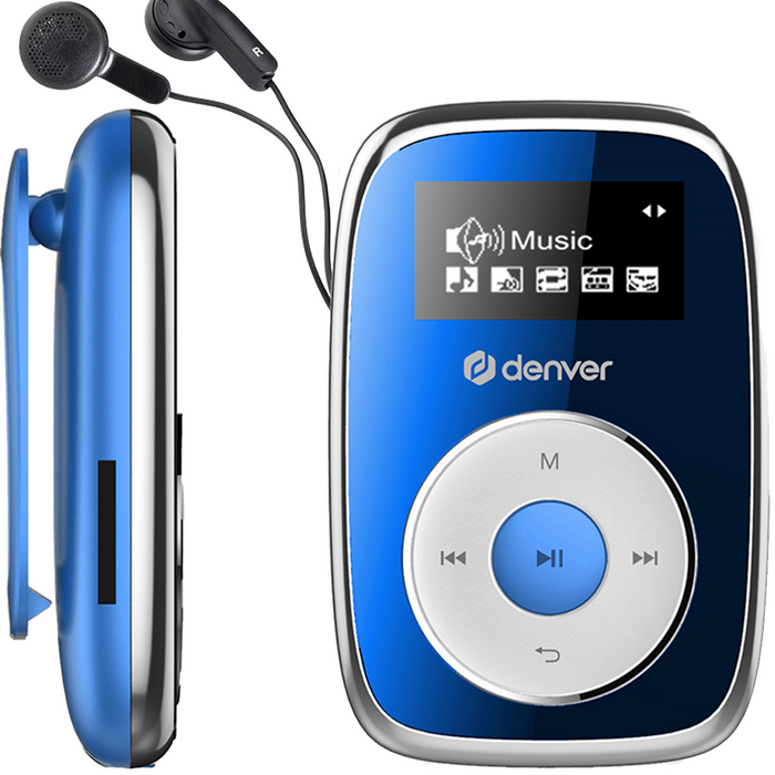 Denver MP3 Speler Incl. Oordopjes - uitbreidbaar tot 32GB - Shuffle modus - Kinderen & Volwassenen - Bevestigingsclip - AUX - MicroSD - MPS316