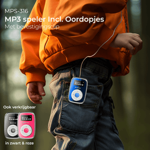 Denver MP3 Speler Incl. Oordopjes - uitbreidbaar tot 32GB - Shuffle modus - Kinderen & Volwassenen - Bevestigingsclip - AUX - MicroSD - MPS316
