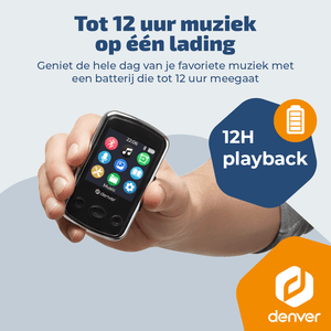 Denver MP3 Speler Incl oordopjes - Uitbreidbaar tot 128GB - Shuffle/Repeat Modus - Kinderen en volwassenen - Bevestigingsclip - AUX - MPS320B