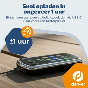 Denver MP3 Speler Incl oordopjes - Uitbreidbaar tot 128GB - Shuffle/Repeat Modus - Kinderen en volwassenen - Bevestigingsclip - AUX - MPS320B