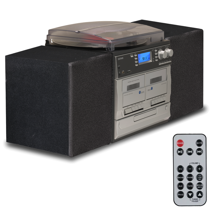 Denver Retro Platenspeler - DAB Radio - CD Speler - Dubbele Cassette - MRD166