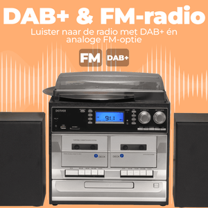 Denver Retro Platenspeler - DAB Radio - CD Speler - Dubbele Cassette - MRD166 - Denvershop