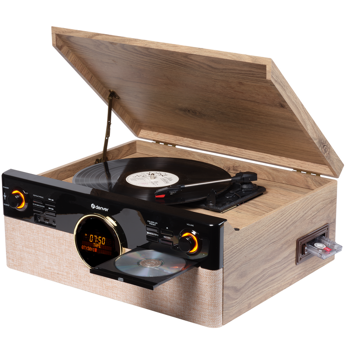 Denver Retro Platenspeler - Radio - CD - Cassette - Bluetooth - Auto stop - MRD180 - Denvershop