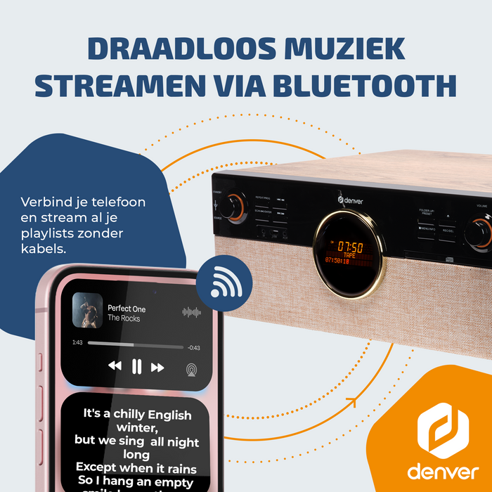 Denver Retro Platenspeler - Radio - CD - Cassette - Bluetooth - Auto stop - MRD180 - Denvershop