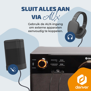 Denver Retro Platenspeler - DAB+/FM Radio - CD - Cassette - Bluetooth - Auto stop - MRD180