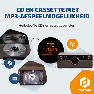 Denver Retro Platenspeler - DAB+/FM Radio - CD - Cassette - Bluetooth - Auto stop - MRD180