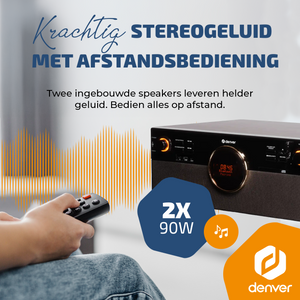 Denver Retro Platenspeler - DAB+/FM Radio - CD - Cassette - Bluetooth - Auto stop - MRD180
