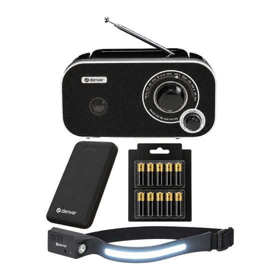 Denver noodpakket · noodradio, powerbank en hoofdlamp