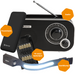 Denver noodpakket set met FM-radio, powerbank, hoofdlamp en batterijen