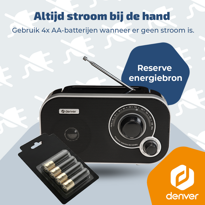 draagbare Denver FM-radio in het noodpakket op batterijen