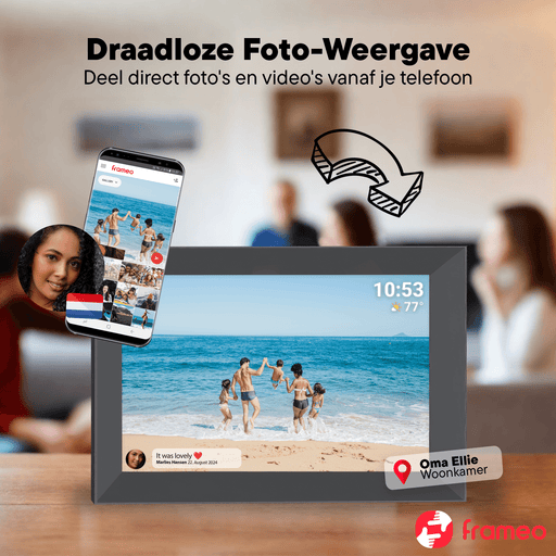 [Zwart] - Denver Digitale Fotolijst 10.1 inch - HD - Frameo App - Fotokader - WiFi - IPS Touchscreen - 16GB - PFF1012 - Denvershop