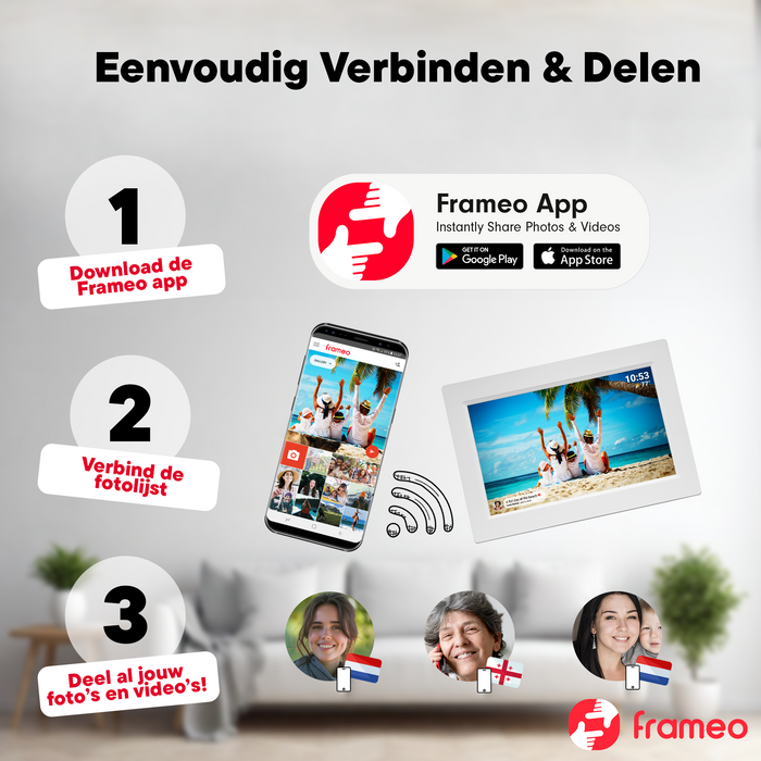 Denver Digitale Fotolijst 10.1 Inch - HD - Frameo App - Fotokader - WiFi - 16GB - IPS Touchscreen - PFF1015
