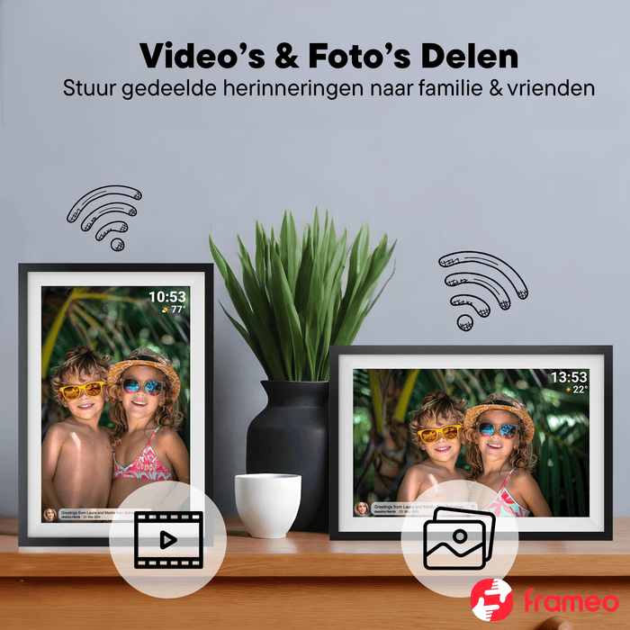 Foto's en video's delen met familie en vrienden op twee Denver PFF1019 fotolijsten