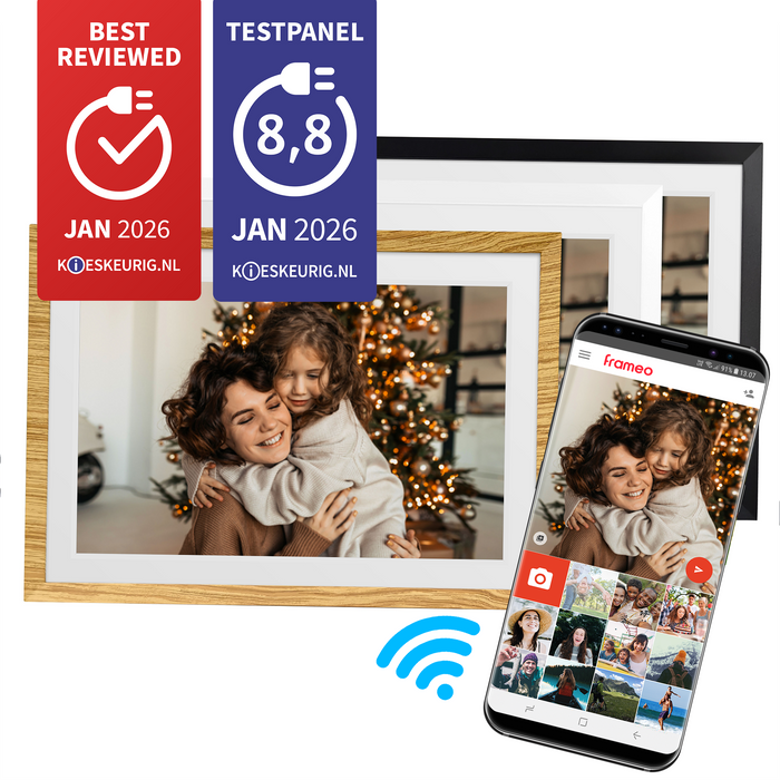 Denver Digitale Fotolijst 10.1 inch - Verwisselbare lijst zwart/wit/hout - Frameo app - Fotokader - Wifi - PFF1018