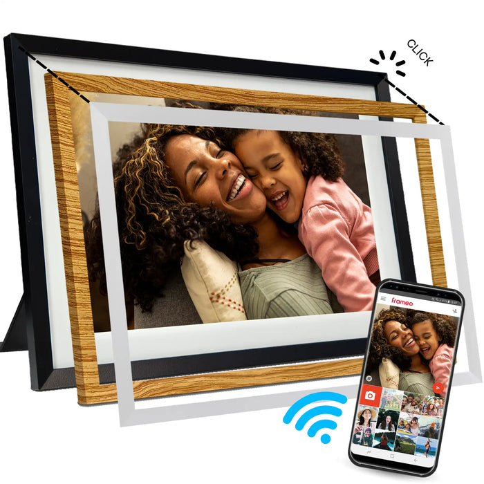 Denver Digitale Fotolijst 10.1 inch - Verwisselbare lijst zwart/wit/hout - Frameo app - Fotokader - Wifi - PFF1018