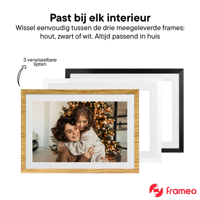 Denver Digitale Fotolijst 10.1 inch - Verwisselbare lijst zwart/wit/hout - Frameo app - Fotokader - Wifi - PFF1018