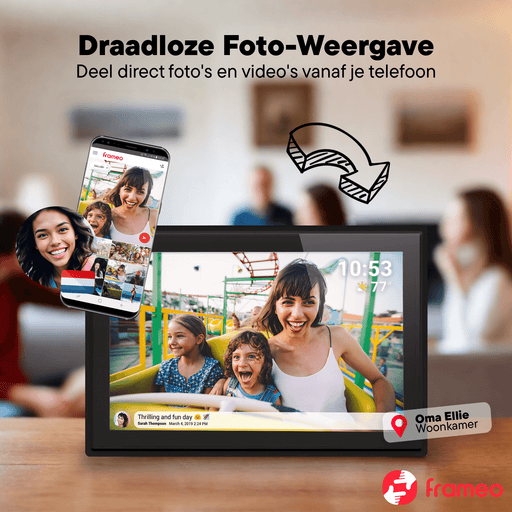 [Zwart] - Denver Digitale Fotolijst 10.1 inch - HD - Frameo App - Fotokader - WiFi - IPS Touchscreen - 16GB - PFF1021 - Denvershop