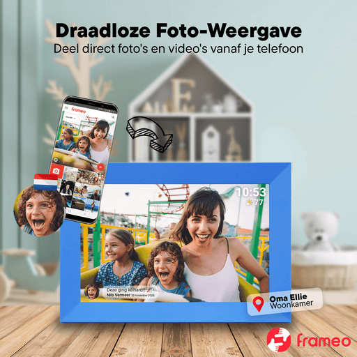 [Blauw] - Denver Digitale Fotolijst - Speciaal voor kinderen - Frameo App - Fotokader - Touchscreen - PFF1023 - Denvershop