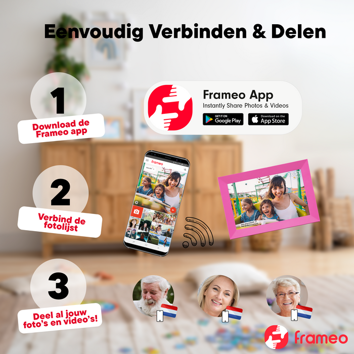 Denver Digitale Fotolijst - Speciaal voor kinderen - Frameo App - Fotokader - Touchscreen - PFF1023