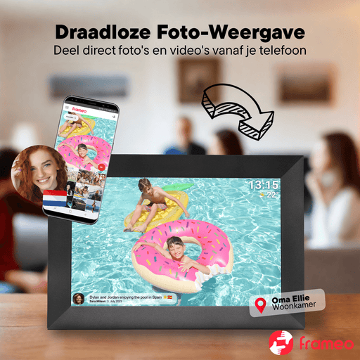 [Zwart] - Denver Digitale Fotolijst 10.1 inch - HD - Frameo App - Fotokader - WiFi - IPS Touchscreen - 16GB - PFF1024 - Denvershop