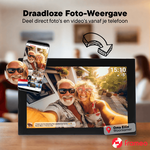 [Zwart] - Denver Digitale Fotolijst 10.1 inch - Glas Display - HD - Frameo App - Fotokader - WiFi - 16GB - IPS Touchscreen - PFF1037 - Denvershop