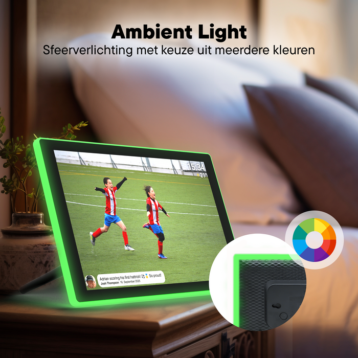 Denver Digitale Fotolijst 10.1 inch - Ambilight – HD - Frameo App - Fotokader - Digitale kalender - WiFi - 16GB - IPS Touchscreen - PFF1082