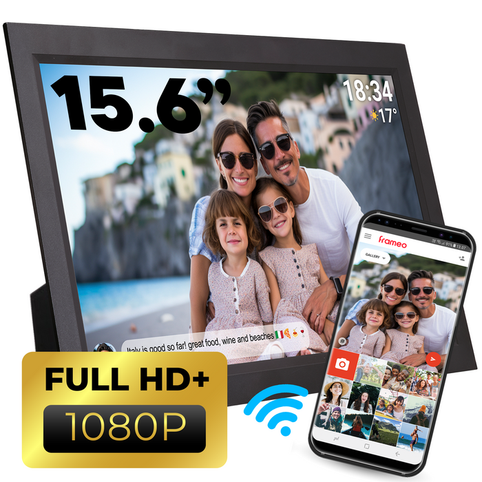 Denver Digitale Fotolijst 15.6 inch - XL - Full HD - Frameo App - Fotokader - Valentijn - WiFi - 16GB - IPS Touchscreen - PFF1503