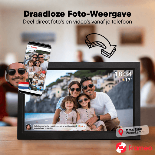 [Zwart] - Denver Digitale Fotolijst 15.6 inch - XL - Full HD - Frameo App - Fotokader - WiFi - 16GB - IPS Touchscreen - PFF1503 - Denvershop