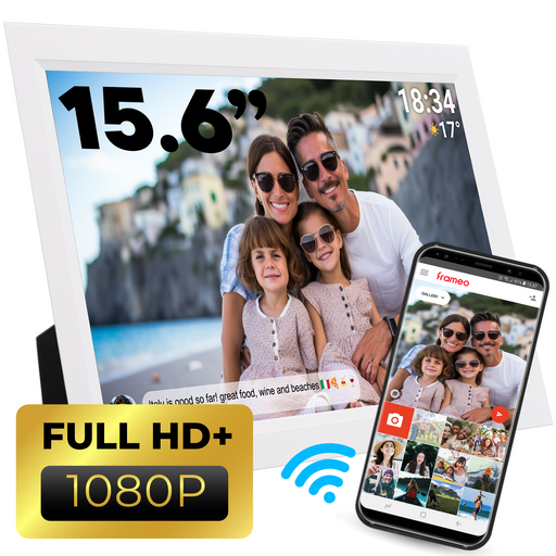 [Wit] - Denver Digitale Fotolijst 15.6 inch - XL - Full HD - Frameo App - Fotokader - WiFi - 16GB - IPS Touchscreen - PFF1503 - Denvershop