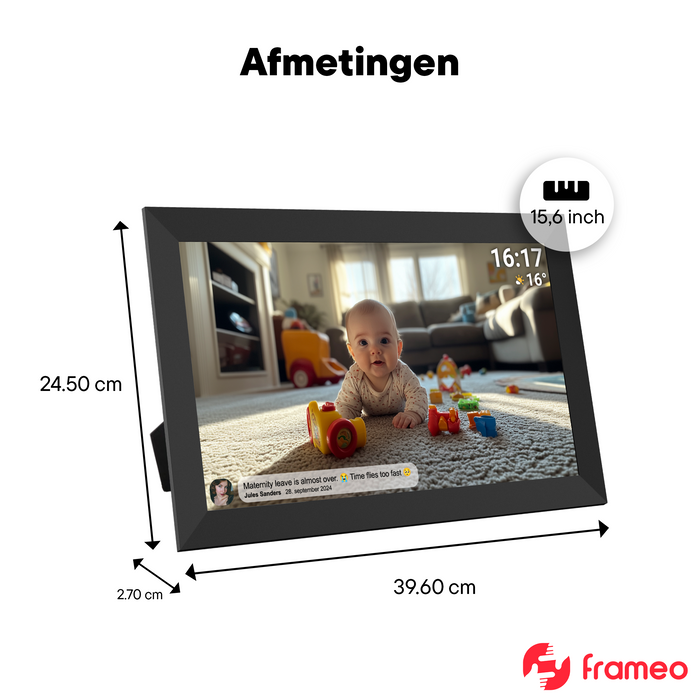 Denver Digitale Fotolijst 15.6 inch - XL - Full HD - Frameo App - Fotokader - WiFi - 32GB - IPS Touchscreen - PFF1504